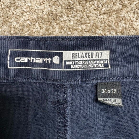 Carhartt Work Pants Mens 34x32 Navy Blue Rugged Flex Relaxed Fit Canvas BN2291-M - Picture 4 of 8
